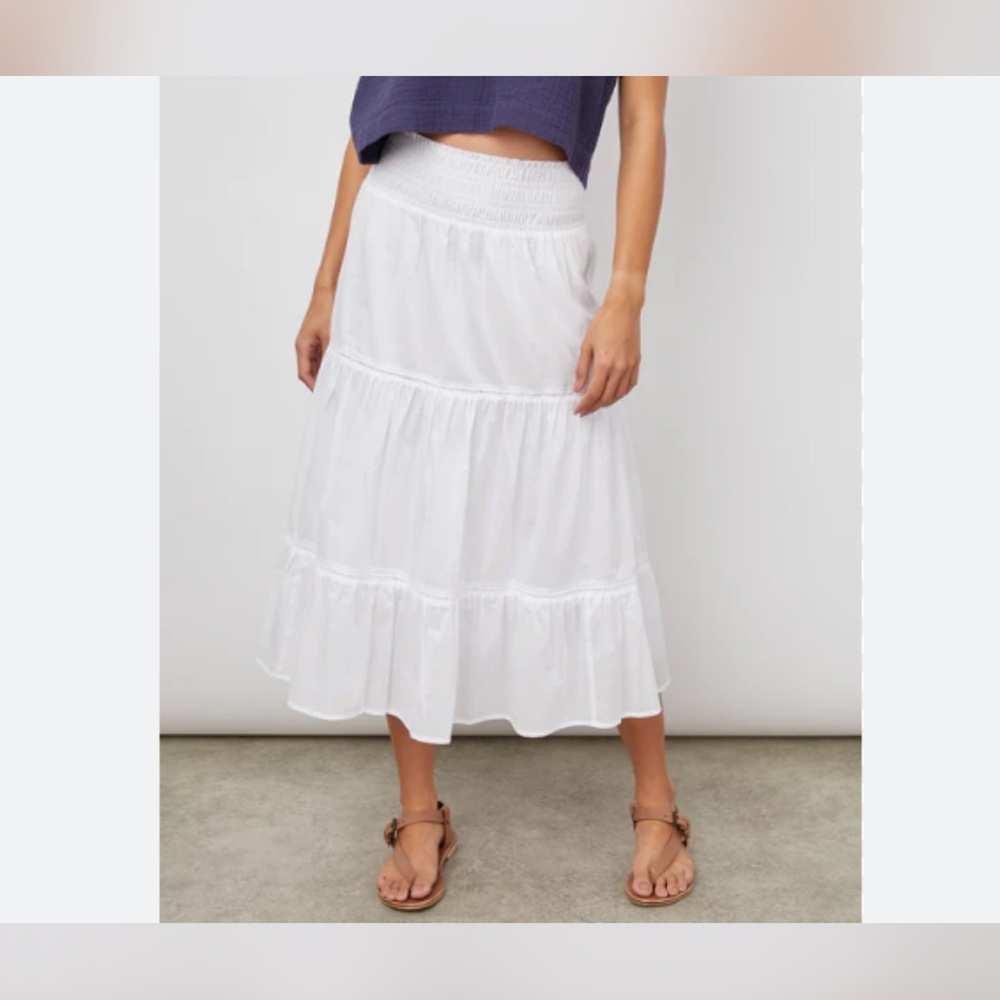 Rails Edina Tiered Midi White Skirt NWT